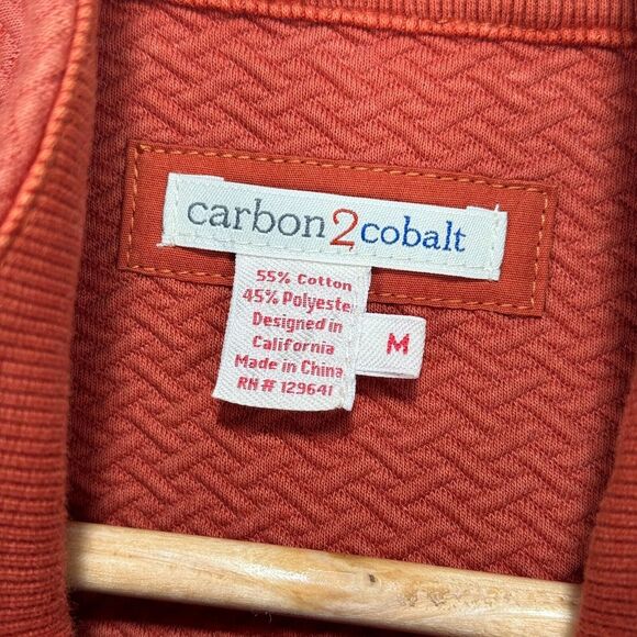 Carbon 2 Cobalt Sweater Jacket Men Medium Orange Full Zip Snap Cotton Blend - Picture 6 of 9
